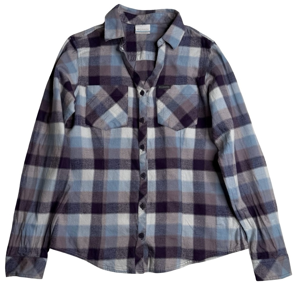 Columbia Appleway Pass Flannel Shirt - Blue‎ & Purple Plaid Women’s Sz S